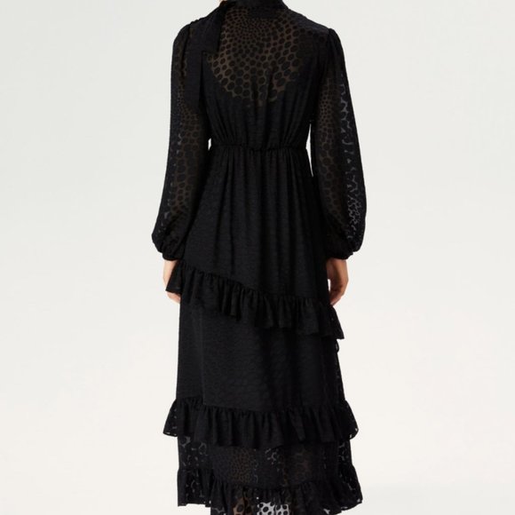 Polka Dot Sheer Long-sleeve Dress - Picture 3 of 4